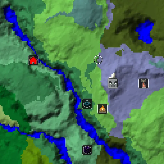 Overworld biome map of seed 18047917945719337 around spawn, with the mansion and pale garden and ancient city marked