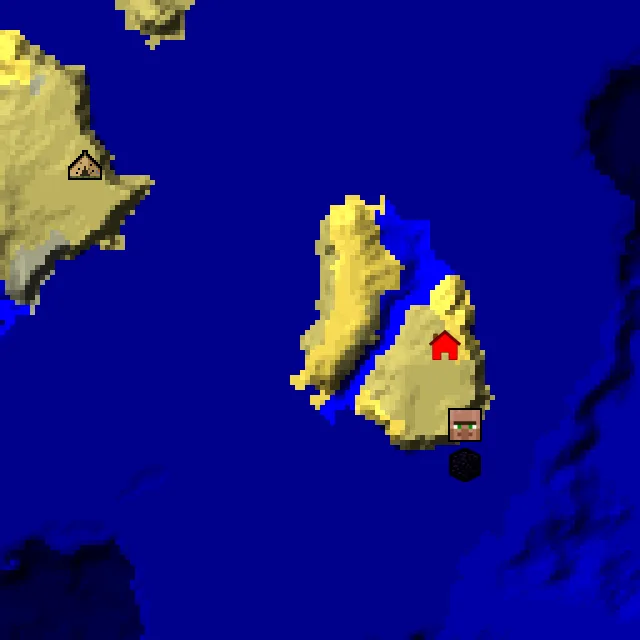 Overworld biome map of seed 1747439080909537412 around spawn, with the spawn marked