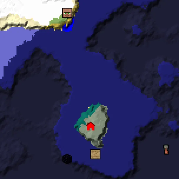 Overworld biome map of seed 1930026271562040358 around spawn, with the spawn marked