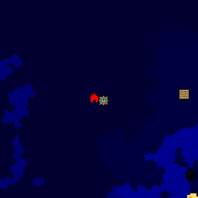Overworld biome map of seed 11150301916956386 around spawn, with the monument marked