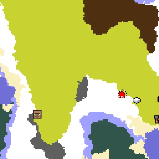 Overworld biome map of seed 2550018009398761 around spawn at Y 0, with the village and sulfur caves marked