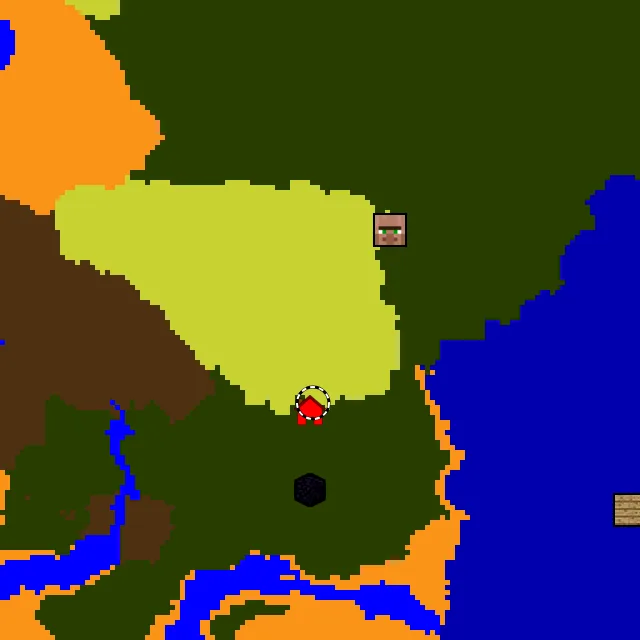 Overworld biome map of seed 871578676041918 around spawn at Y 0, with the village and sulfur caves marked